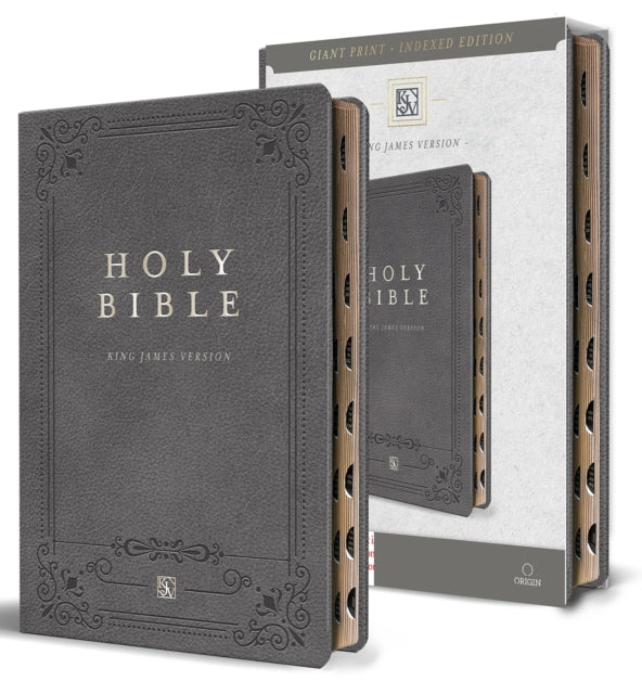 KJV Holy Bible Giant Print Large Format Gray Premium Imitation Leather with Ri Bbon Marker Red Letter and Thumb Index