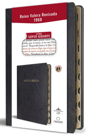 Biblia Reina Valera Revisada 1960 letra súper gigante símil piel negro con índice  Spanish Bible RVR 1960 Super Giant Print Black Leathersoft w thumb