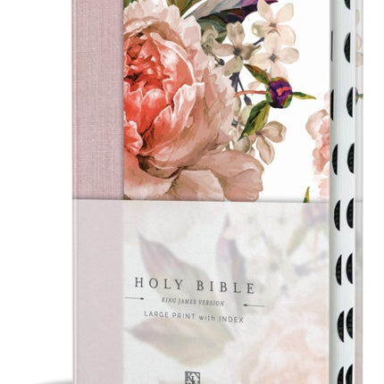 KJV Holy Bible Large Print Medium format Pink Cloth Hardcover wThumb Index and Ribbon Marker Red Letter
